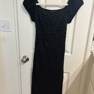 Betsey Johnson Black Sequin Belted Dress